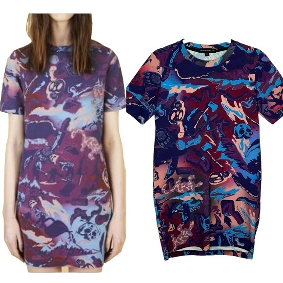 Stolen Girlfriends Club Mixed Skull Print Short Sleeve T-Shirt Dress - Picture 2 of 12